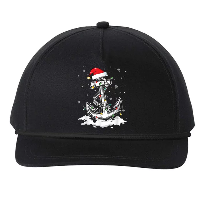 Anchor Boating Sailing Christmas Santa Hat Lights Funny Snapback Five-Panel Rope Hat