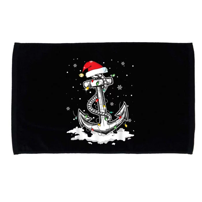 Anchor Boating Sailing Christmas Santa Hat Lights Funny Microfiber Hand Towel