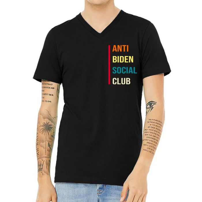 Anti Biden Social Club Pocket Logo V-Neck T-Shirt