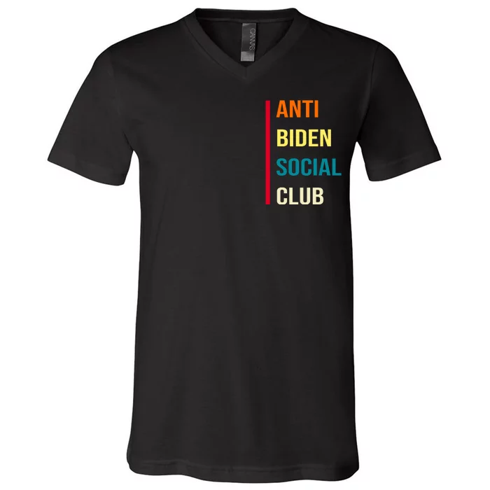 Anti Biden Social Club Pocket Logo V-Neck T-Shirt