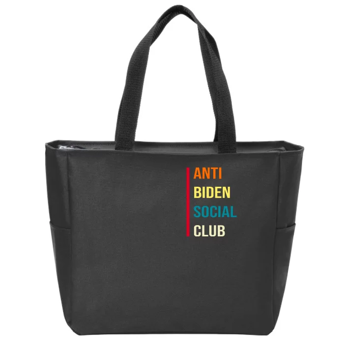 Anti Biden Social Club Pocket Logo Zip Tote Bag