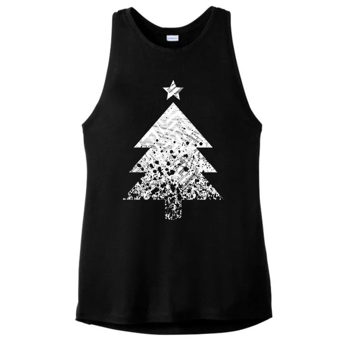 Abstract Big Christmas Tree Ladies Tri-Blend Wicking Tank