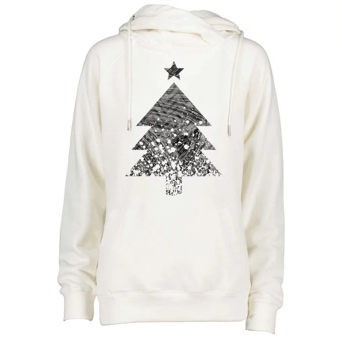 Abstract Big Christmas Tree Womens Funnel Neck Pullover Hood