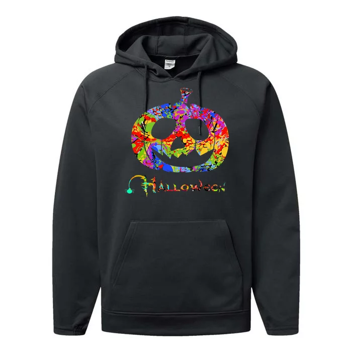 Abstract Halloween Pumpkin Performance Fleece Hoodie