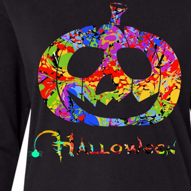 Abstract Halloween Pumpkin Womens Cotton Relaxed Long Sleeve T-Shirt