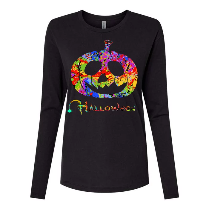 Abstract Halloween Pumpkin Womens Cotton Relaxed Long Sleeve T-Shirt