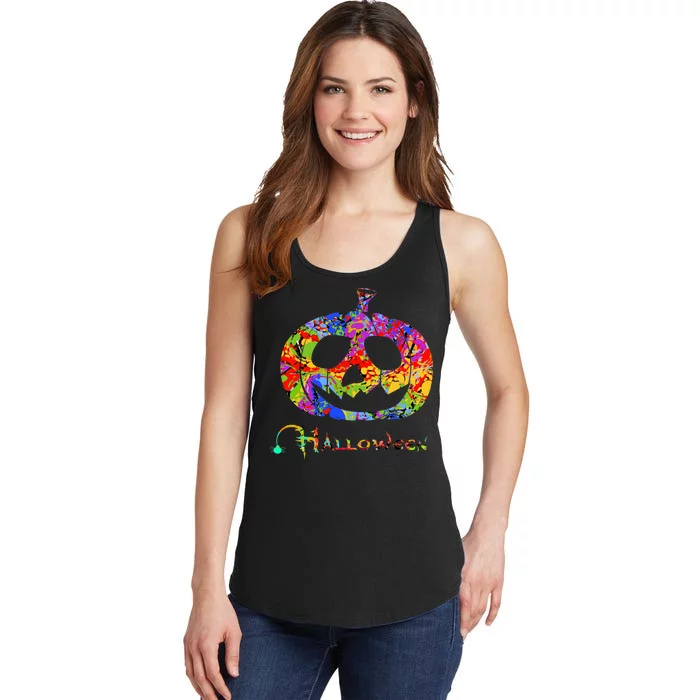 Abstract Halloween Pumpkin Ladies Essential Tank