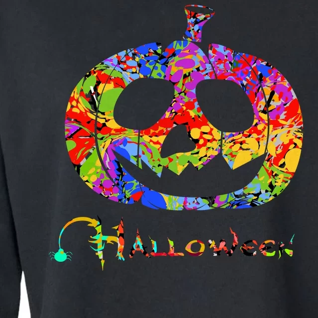 Abstract Halloween Pumpkin Cropped Pullover Crew