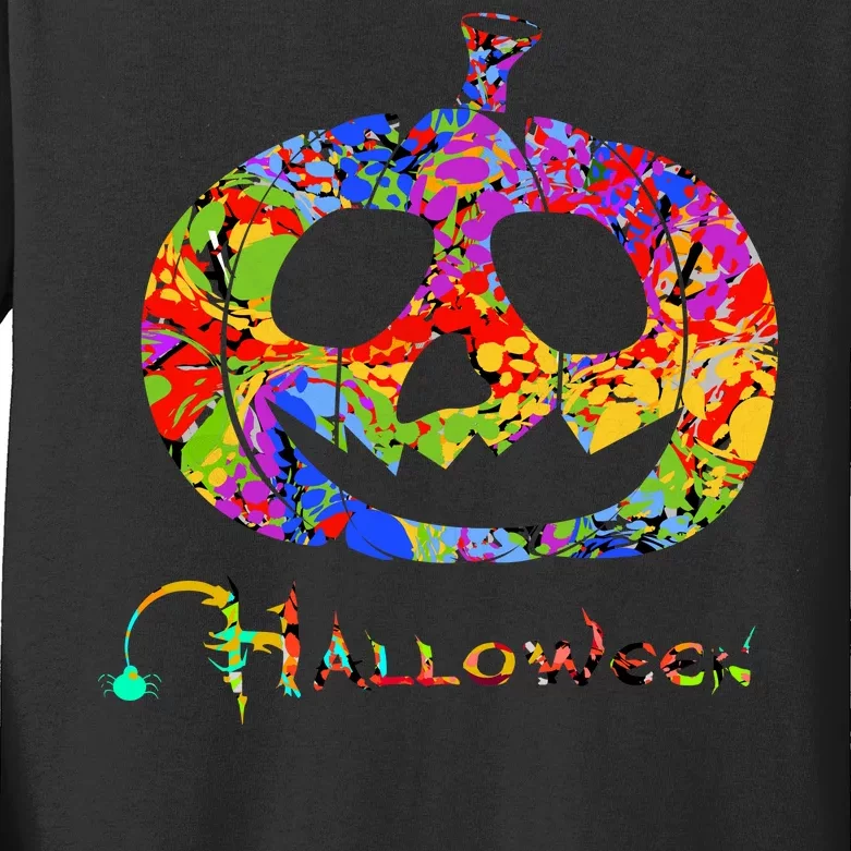 Abstract Halloween Pumpkin Kids Long Sleeve Shirt