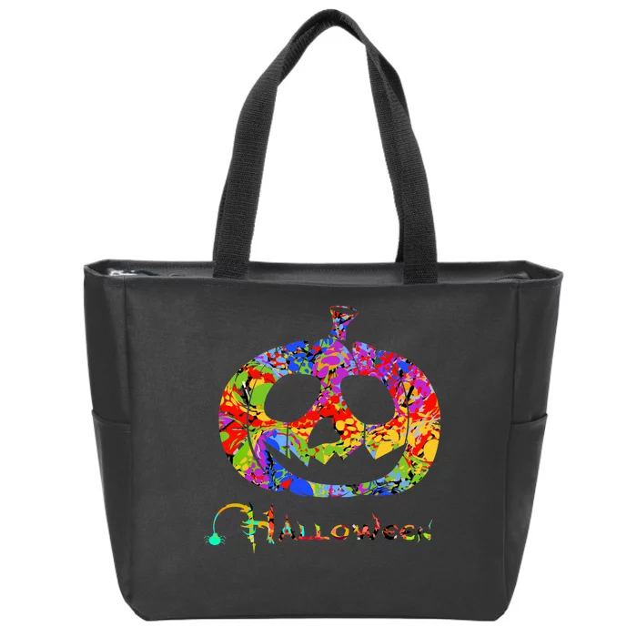 Abstract Halloween Pumpkin Zip Tote Bag