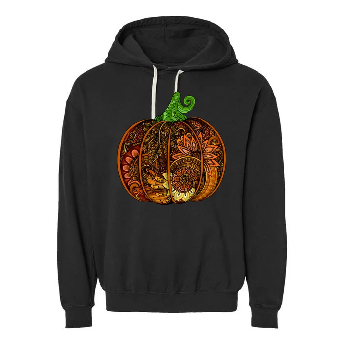 Abstract Pumpkin Thanksgiving Logo Garment-Dyed Fleece Hoodie