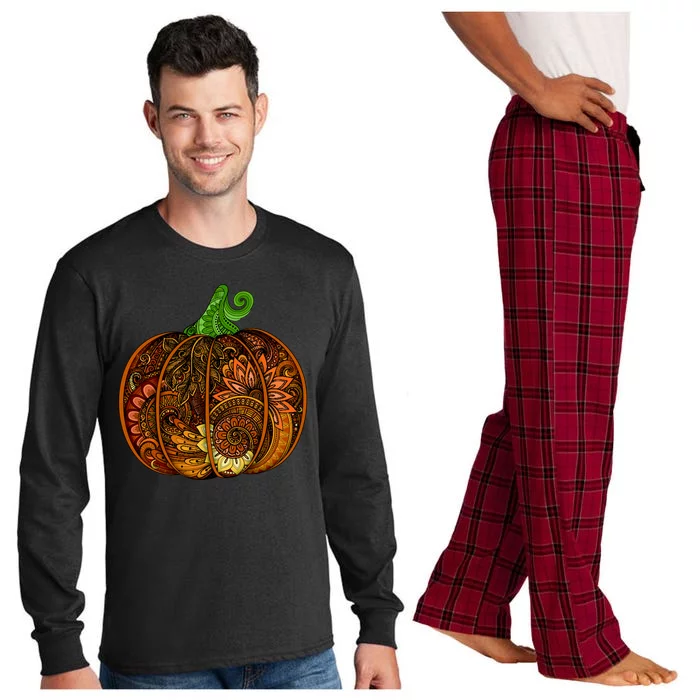 Abstract Pumpkin Thanksgiving Logo Long Sleeve Pajama Set