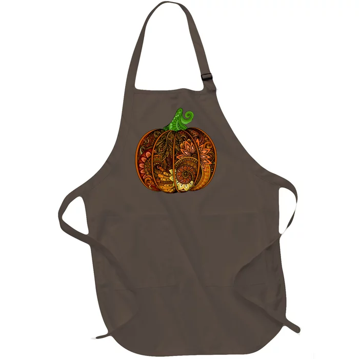 Abstract Pumpkin Thanksgiving Logo Full-Length Apron With Pocket