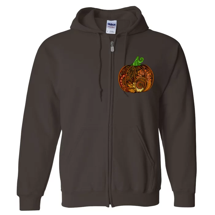 Abstract Pumpkin Thanksgiving Logo Full Zip Hoodie