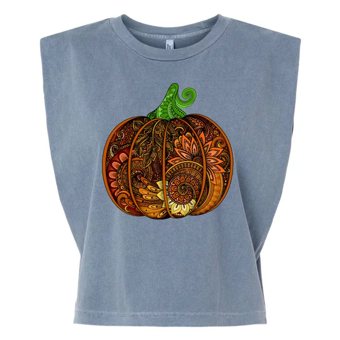 Abstract Pumpkin Thanksgiving Logo Garment-Dyed Women's Muscle Tee