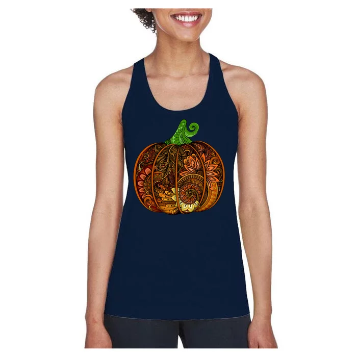 Abstract Pumpkin Thanksgiving Logo Women's Racerback Tank