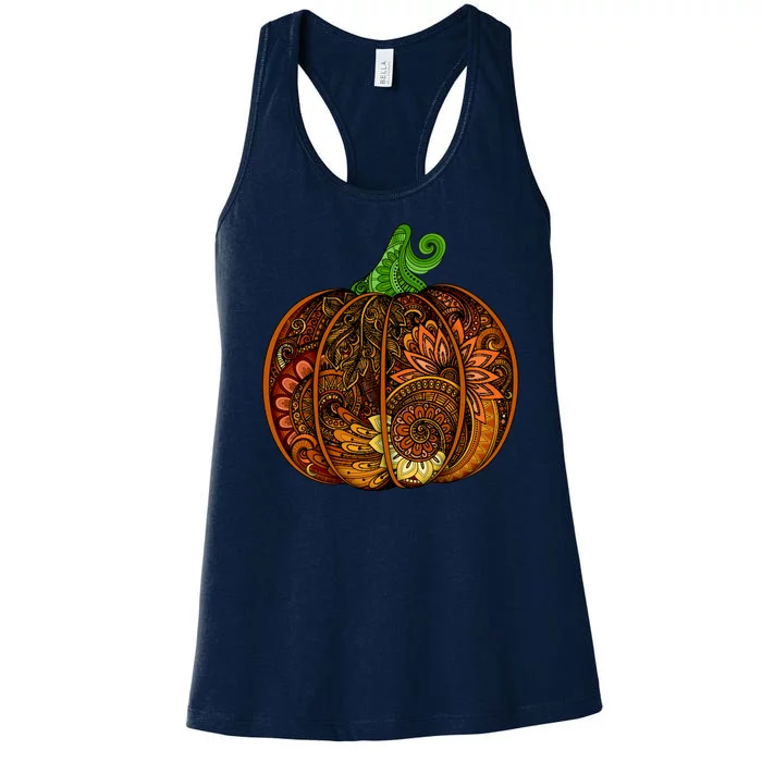 Abstract Pumpkin Thanksgiving Logo Women's Racerback Tank