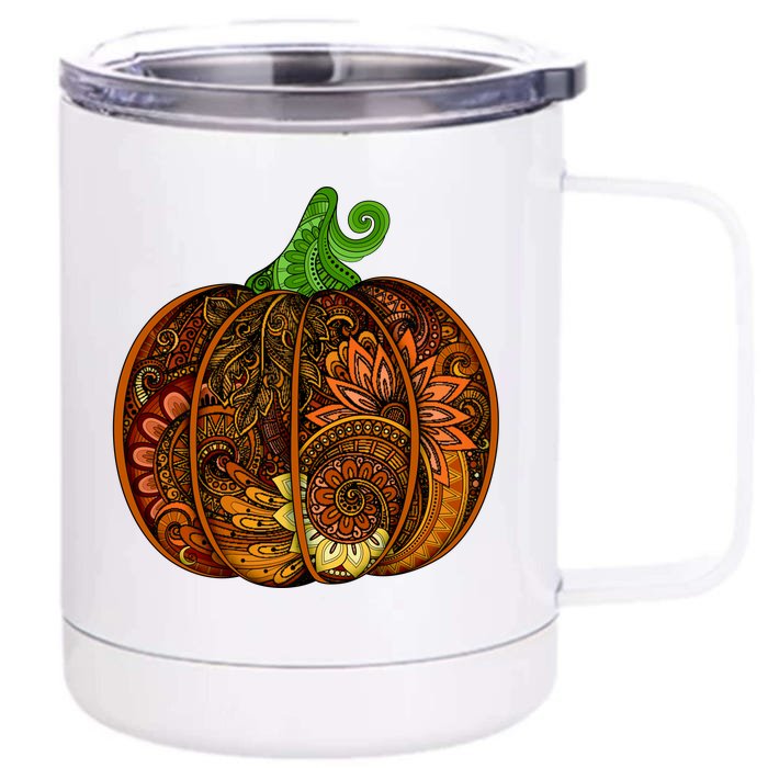 Abstract Pumpkin Thanksgiving Logo Front & Back 12oz Stainless Steel Tumbler Cup