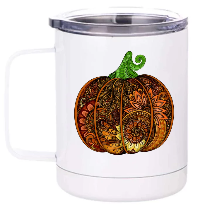 Abstract Pumpkin Thanksgiving Logo Front & Back 12oz Stainless Steel Tumbler Cup