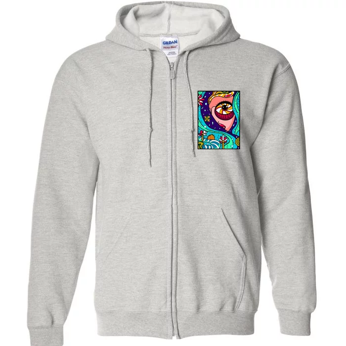 Abstract Sky Girl Full Zip Hoodie