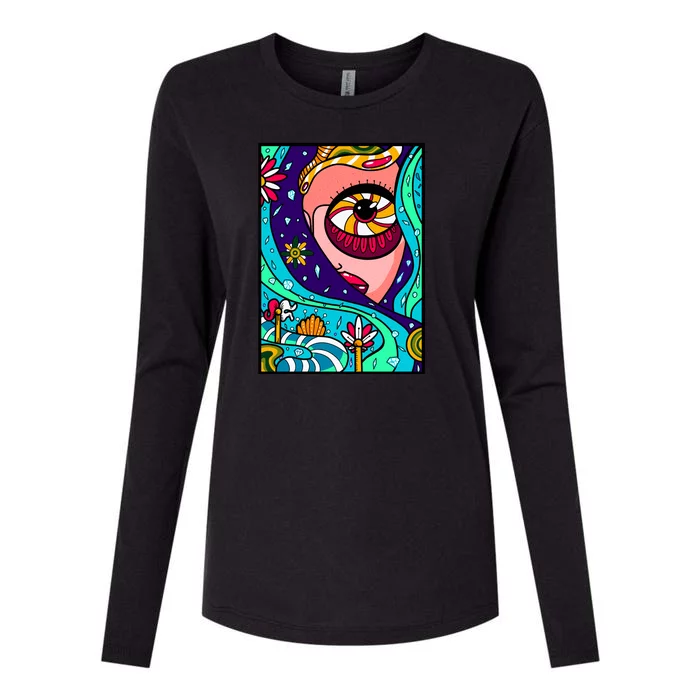 Abstract Sky Girl Womens Cotton Relaxed Long Sleeve T-Shirt