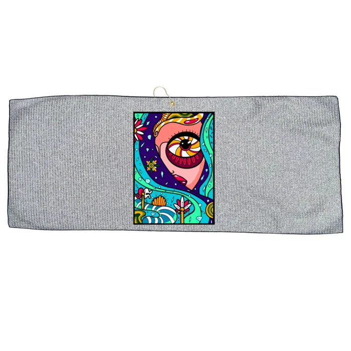 Abstract Sky Girl Large Microfiber Waffle Golf Towel