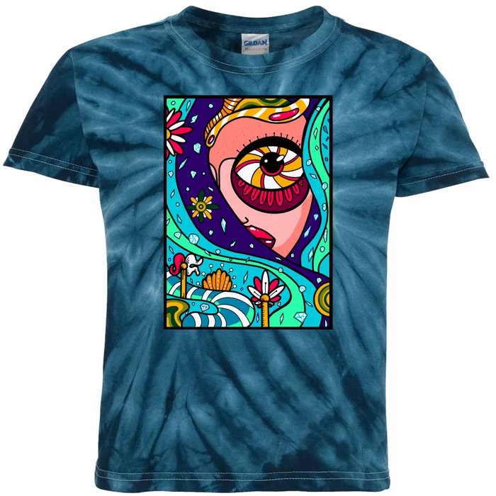 Abstract Sky Girl Kids Tie-Dye T-Shirt