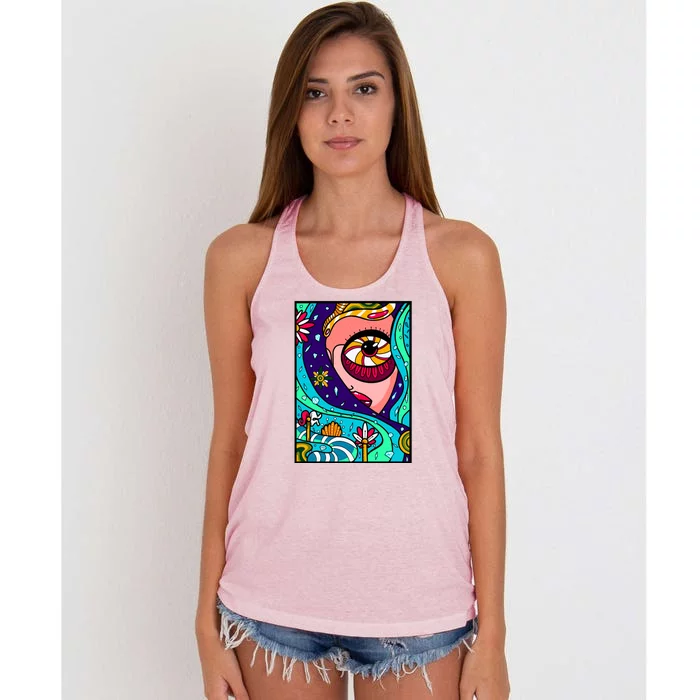 Abstract Sky Girl Women's Knotted Racerback Tank