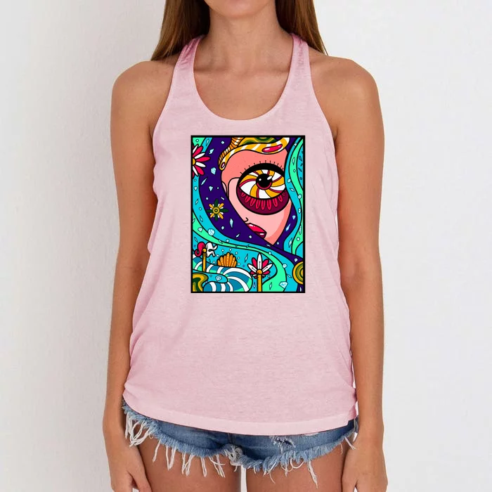 Abstract Sky Girl Women's Knotted Racerback Tank