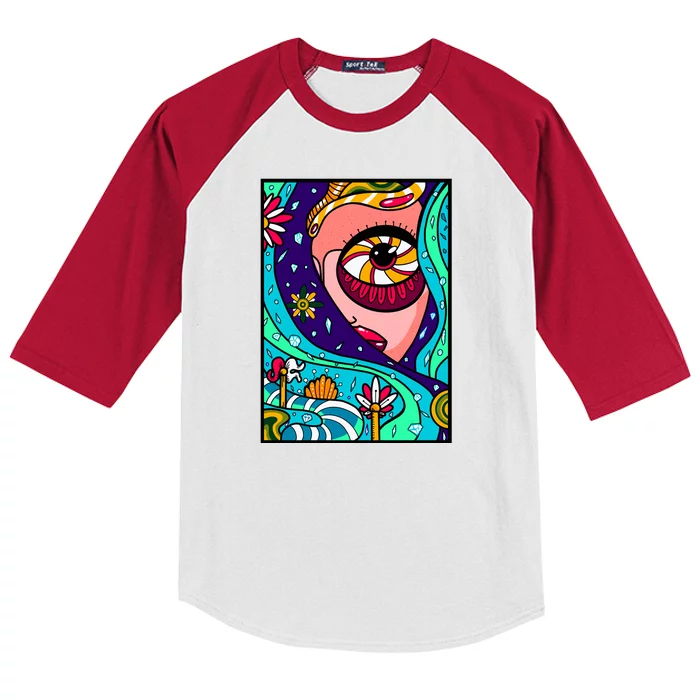 Abstract Sky Girl Kids Colorblock Raglan Jersey