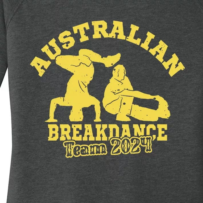 Australian Breakdance Team 2024 Funny Breakdancing Meme 24 Long Sleeve Women's Perfect Tri Tunic Long Sleeve Shirt