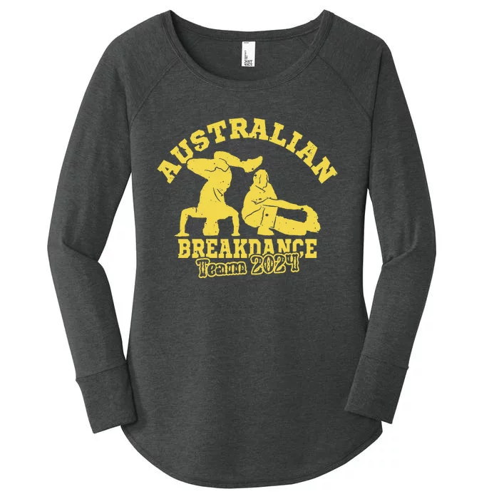 Australian Breakdance Team 2024 Funny Breakdancing Meme 24 Long Sleeve Women's Perfect Tri Tunic Long Sleeve Shirt