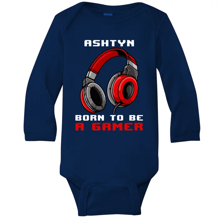 Ashtyn Born To Be A Gamer Personalized Gift Baby Long Sleeve Bodysuit