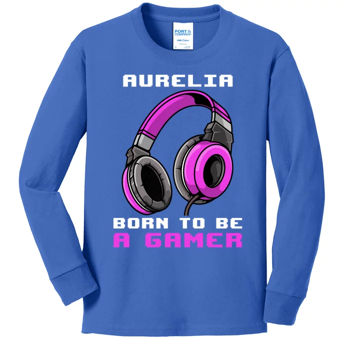 Aurelia Born To Be A Gamer Personalized Gift Kids Long Sleeve Shirt