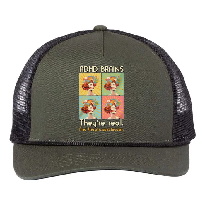 Adhd Brains Theyre Real And Theyre Spectacular Neurodiversity Retro Rope Trucker Hat Cap