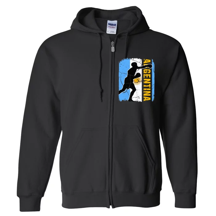 Argentinian Boxing Team Argentina Flag Boxing Gloves Full Zip Hoodie