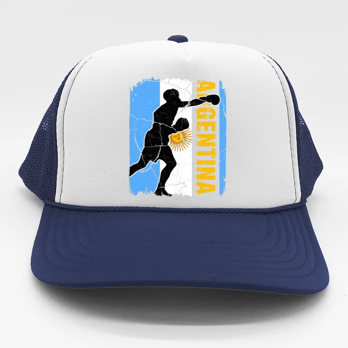 Argentinian Boxing Team Argentina Flag Boxing Gloves Trucker Hat