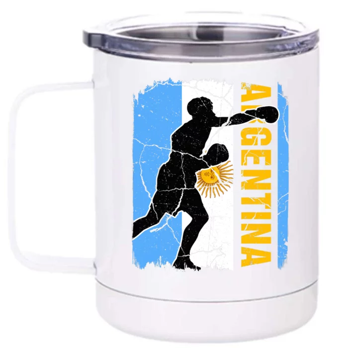 Argentinian Boxing Team Argentina Flag Boxing Gloves Front & Back 12oz Stainless Steel Tumbler Cup