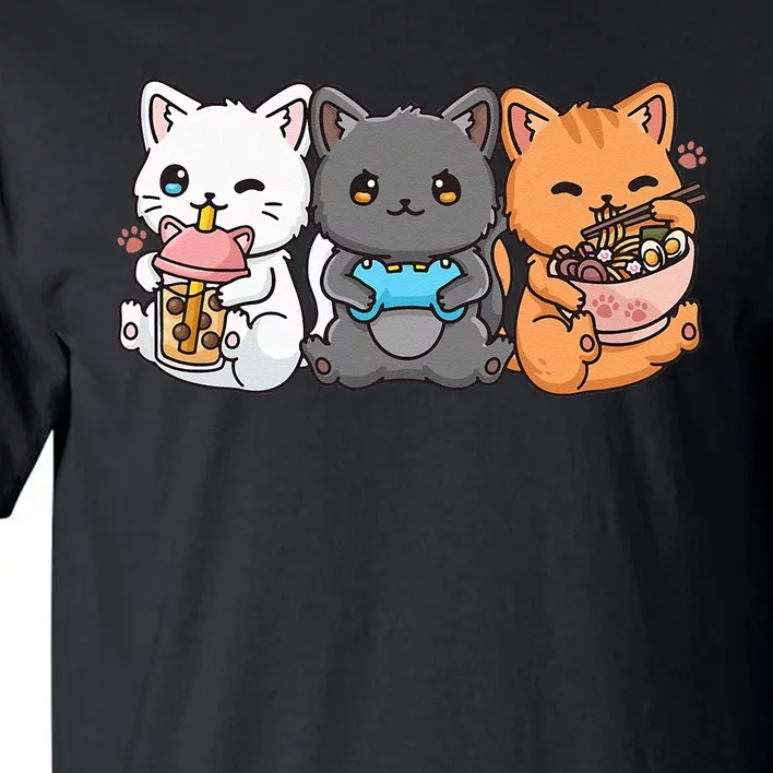 Anime Boba Tea Bubble Tea Gaming Gamer Ramen Cat Tall T-Shirt