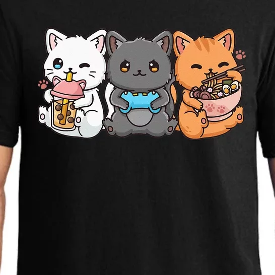 Anime Boba Tea Bubble Tea Gaming Gamer Ramen Cat Pajama Set