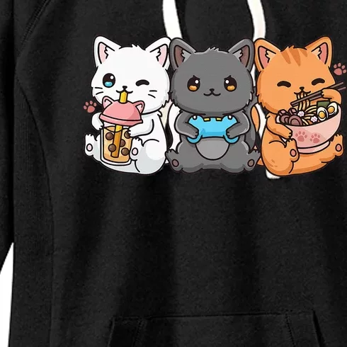 Anime Boba Tea Bubble Tea Gaming Gamer Ramen Cat Women's Fleece Hoodie