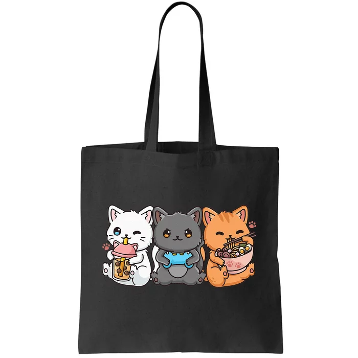 Anime Boba Tea Bubble Tea Gaming Gamer Ramen Cat Tote Bag