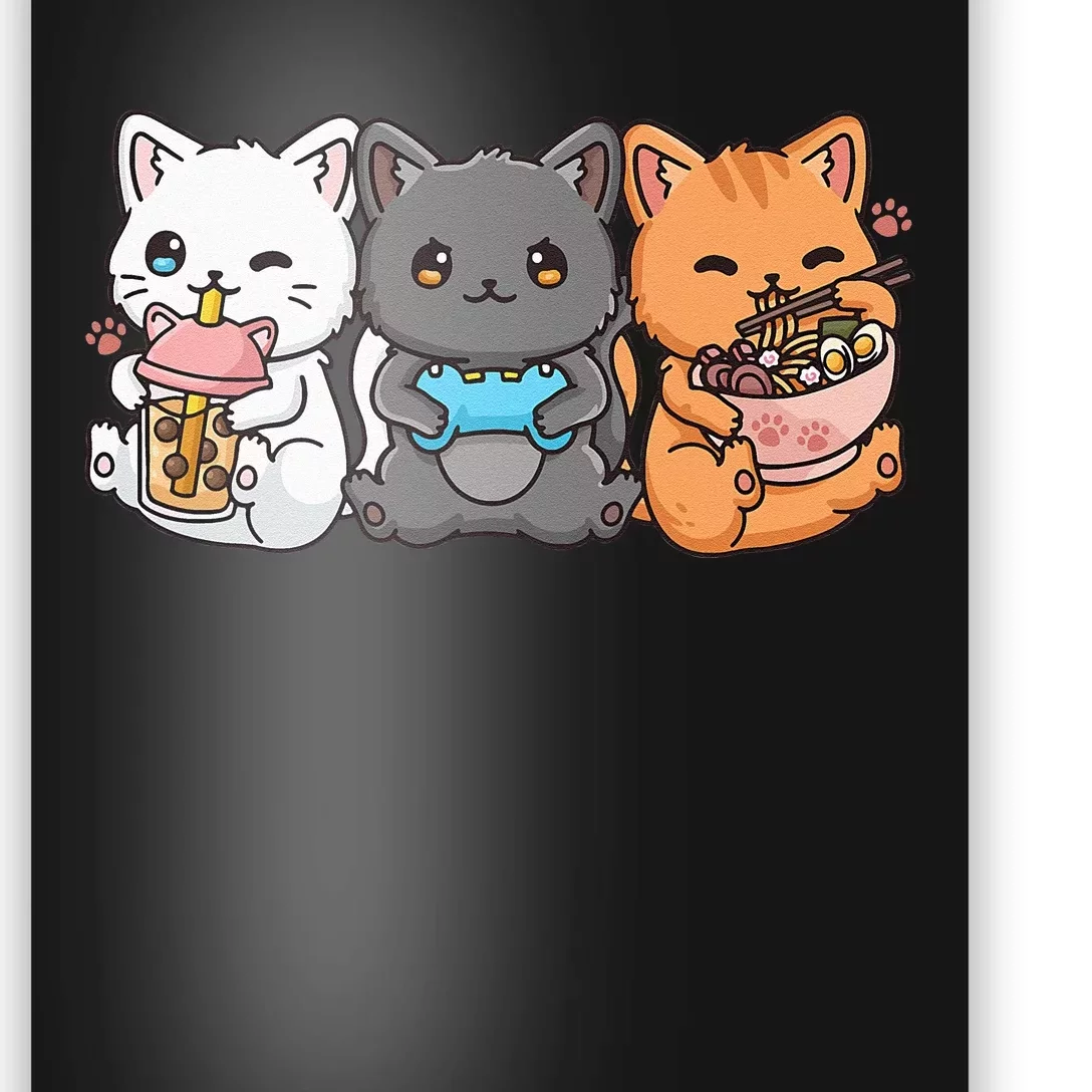 Anime Boba Tea Bubble Tea Gaming Gamer Ramen Cat Poster