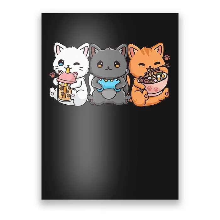 Anime Boba Tea Bubble Tea Gaming Gamer Ramen Cat Poster