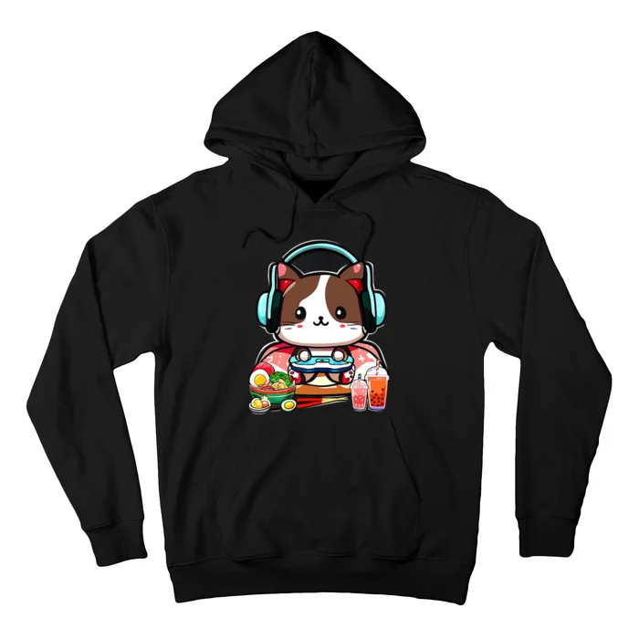 Anime Boba Tea Bubble Tea Gaming Gamer Ramen Cat Hoodie