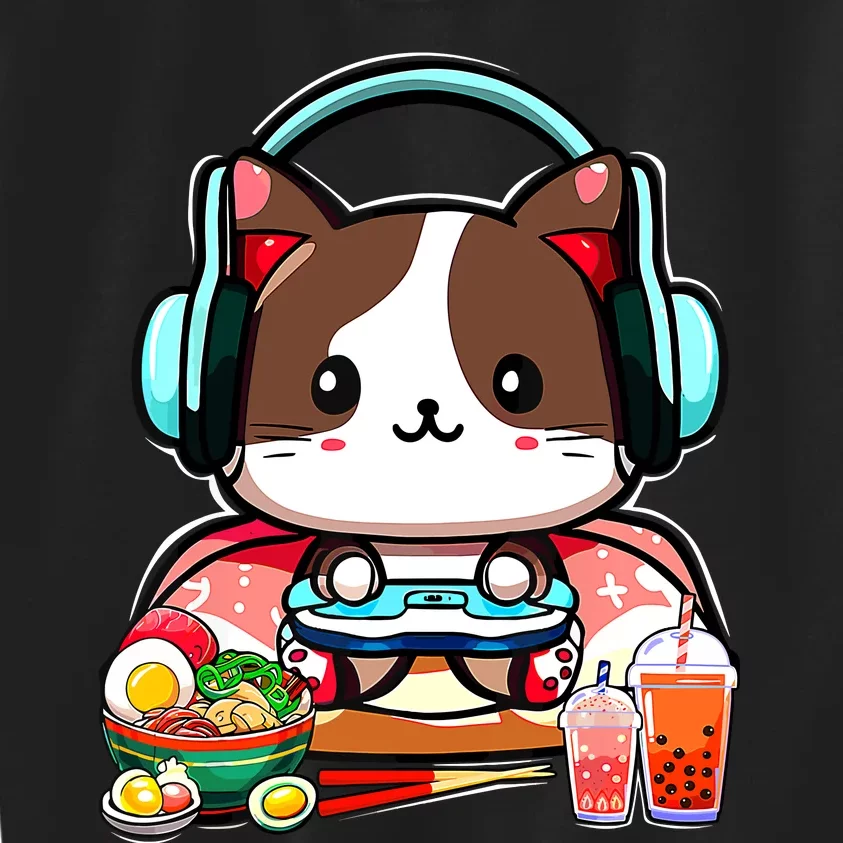 Anime Boba Tea Bubble Tea Gaming Gamer Ramen Cat Kids Sweatshirt