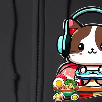 Anime Boba Tea Bubble Tea Gaming Gamer Ramen Cat Full Zip Hoodie