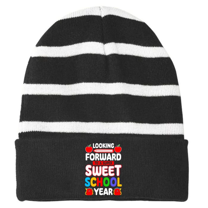 Amazing Back To School Gift Sweet School Teacher Striped Beanie with Solid Band