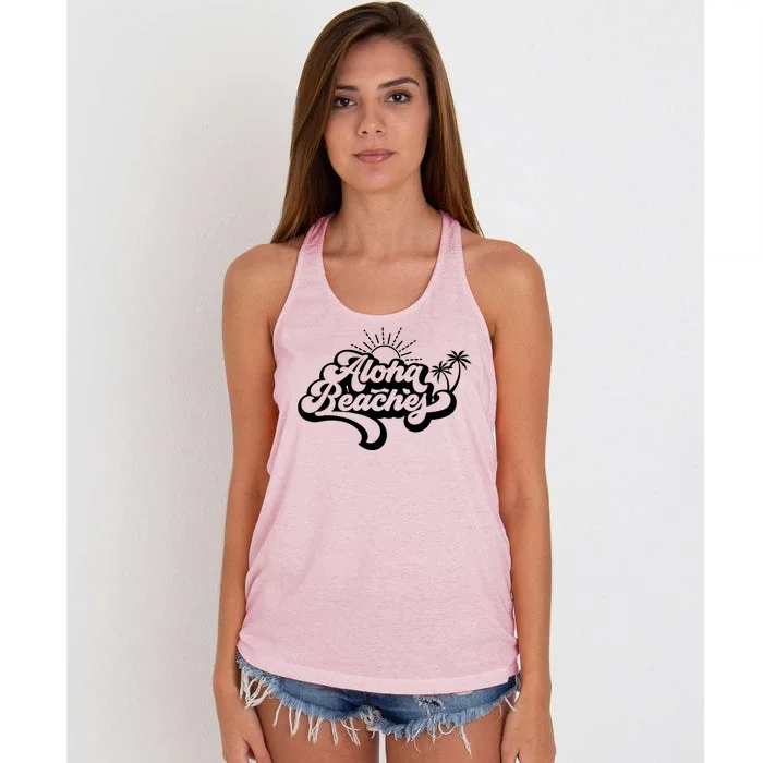 Aloha Beaches Tropical Vacation Women's Knotted Racerback Tank