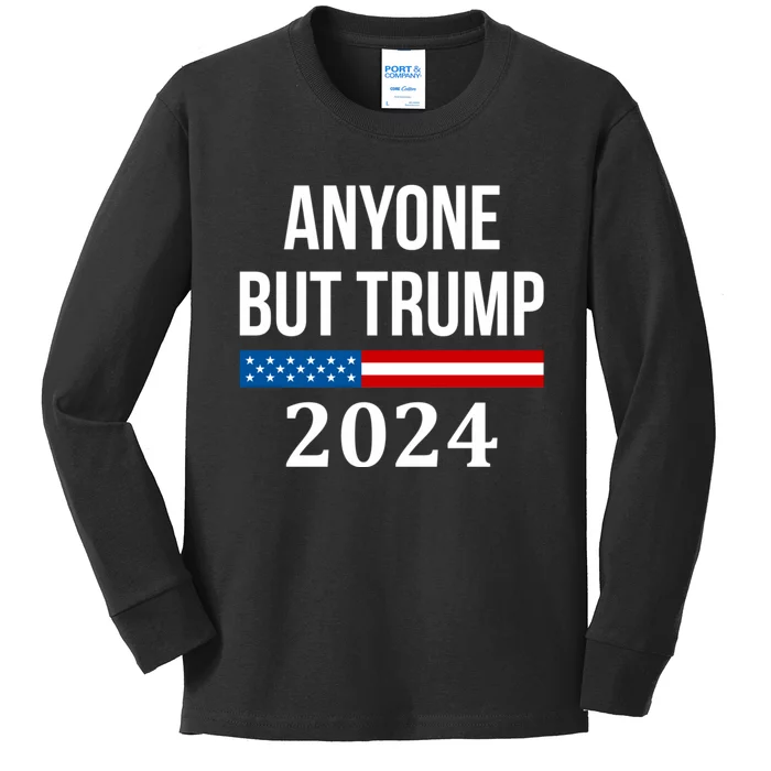 Anyone But Trump 2024 Presidential Campaign Style Kids Long Sleeve Shirt